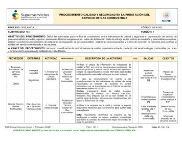 procedimiento calidad en la prestaciÃ³n del servicio de gas ... - Sigme