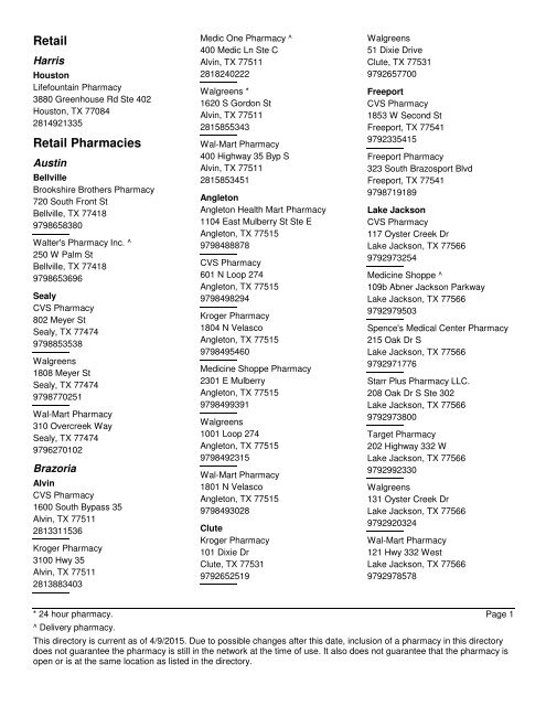 Retail Retail Pharmacies