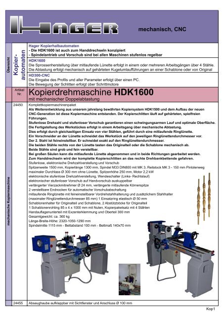 Kopier - Hager Maschinenbau