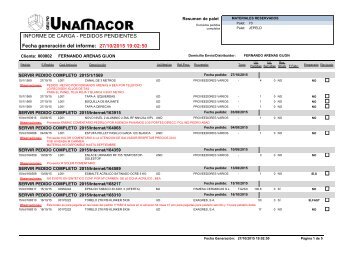 INFORME DE CARGA - PEDIDOS PENDIENTES ... - Grupo Unamacor