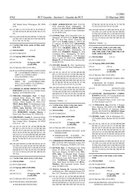 PCT/2001/12 : PCT Gazette, Weekly Issue No. 12, 2001 - WIPO