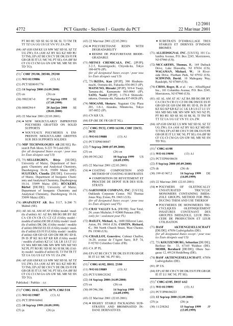 PCT/2001/12 : PCT Gazette, Weekly Issue No. 12, 2001 - WIPO