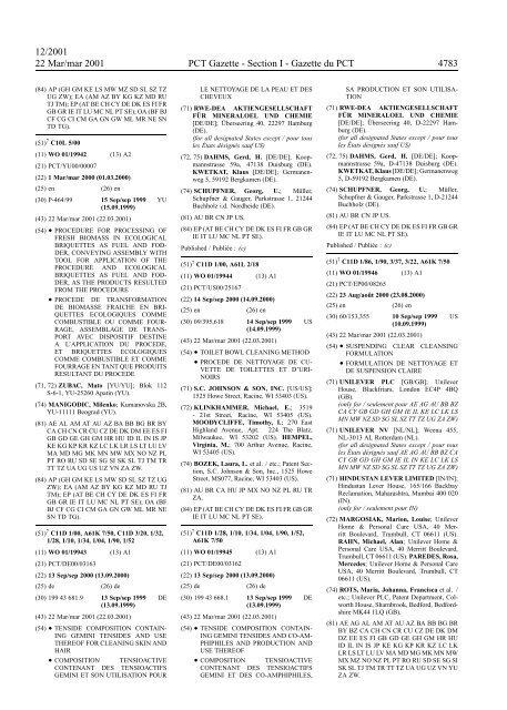 PCT/2001/12 : PCT Gazette, Weekly Issue No. 12, 2001 - WIPO