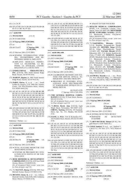 PCT/2001/12 : PCT Gazette, Weekly Issue No. 12, 2001 - WIPO