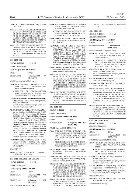 PCT/2001/12 : PCT Gazette, Weekly Issue No. 12, 2001 - WIPO