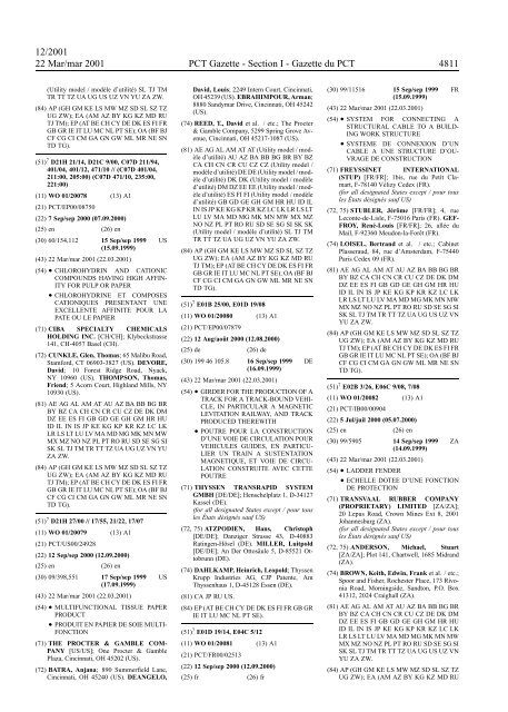 PCT/2001/12 : PCT Gazette, Weekly Issue No. 12, 2001 - WIPO