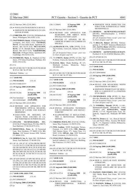 PCT/2001/12 : PCT Gazette, Weekly Issue No. 12, 2001 - WIPO