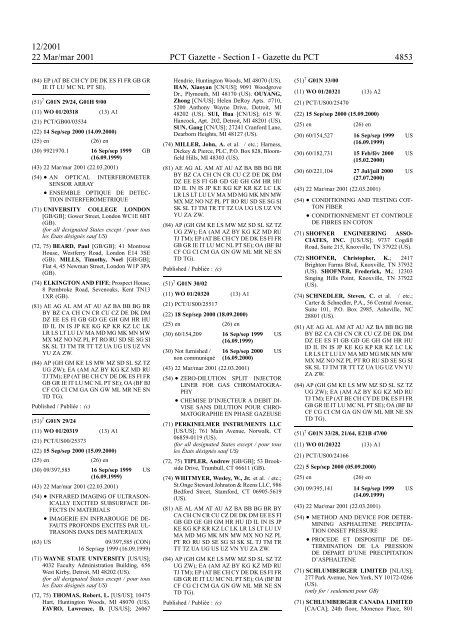 PCT/2001/12 : PCT Gazette, Weekly Issue No. 12, 2001 - WIPO