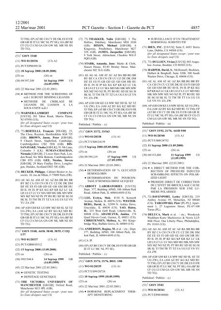 PCT/2001/12 : PCT Gazette, Weekly Issue No. 12, 2001 - WIPO