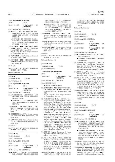 PCT/2001/12 : PCT Gazette, Weekly Issue No. 12, 2001 - WIPO