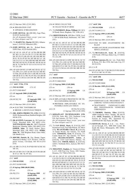 PCT/2001/12 : PCT Gazette, Weekly Issue No. 12, 2001 - WIPO