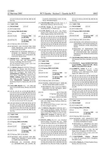 PCT/2001/12 : PCT Gazette, Weekly Issue No. 12, 2001 - WIPO