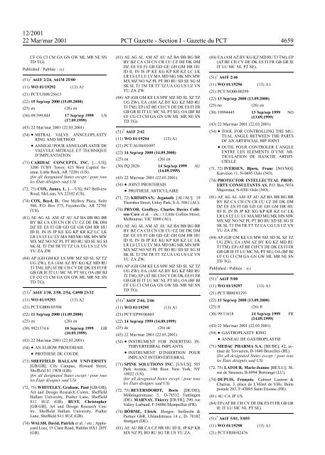 PCT/2001/12 : PCT Gazette, Weekly Issue No. 12, 2001 - WIPO