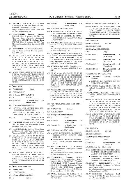 PCT/2001/12 : PCT Gazette, Weekly Issue No. 12, 2001 - WIPO