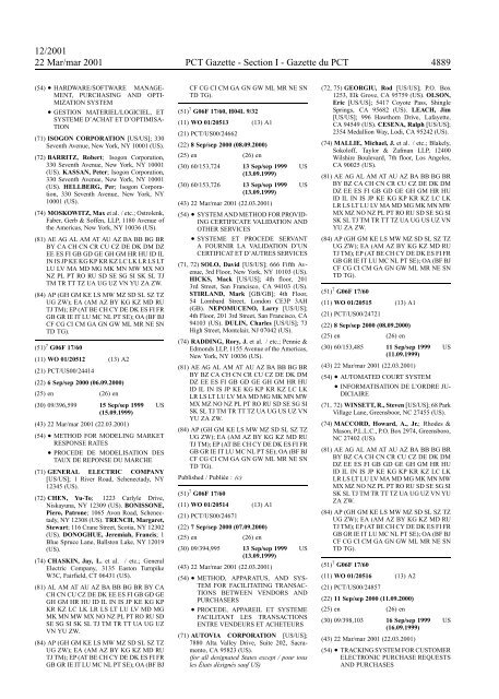 PCT/2001/12 : PCT Gazette, Weekly Issue No. 12, 2001 - WIPO