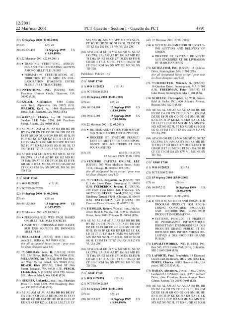 PCT/2001/12 : PCT Gazette, Weekly Issue No. 12, 2001 - WIPO