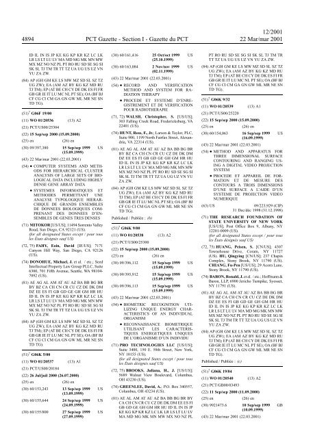 PCT/2001/12 : PCT Gazette, Weekly Issue No. 12, 2001 - WIPO