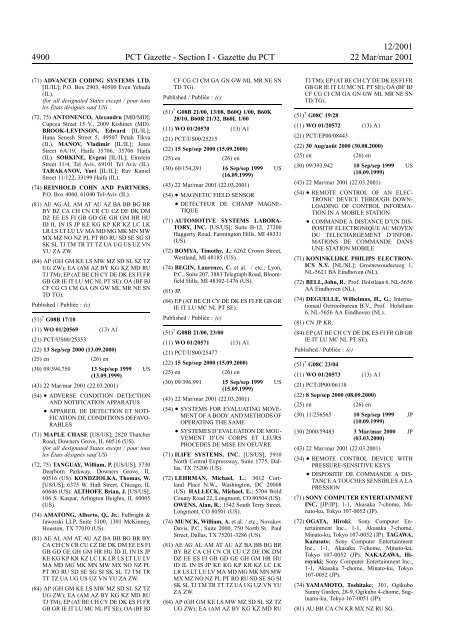 PCT/2001/12 : PCT Gazette, Weekly Issue No. 12, 2001 - WIPO