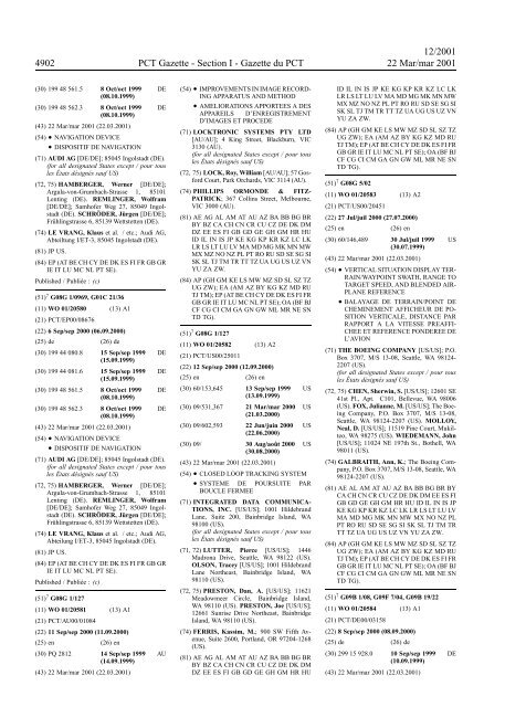 PCT/2001/12 : PCT Gazette, Weekly Issue No. 12, 2001 - WIPO