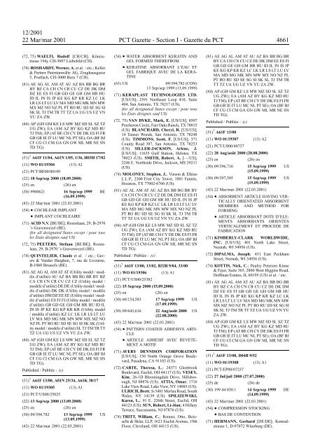 PCT/2001/12 : PCT Gazette, Weekly Issue No. 12, 2001 - WIPO