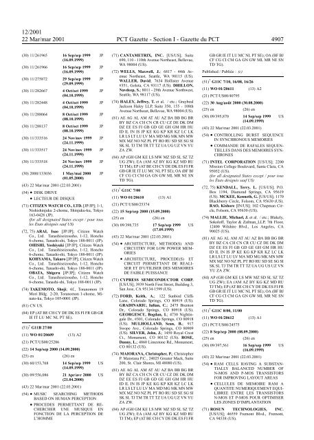 PCT/2001/12 : PCT Gazette, Weekly Issue No. 12, 2001 - WIPO