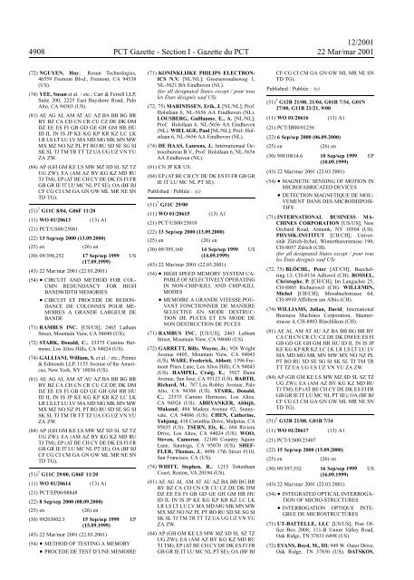 PCT/2001/12 : PCT Gazette, Weekly Issue No. 12, 2001 - WIPO