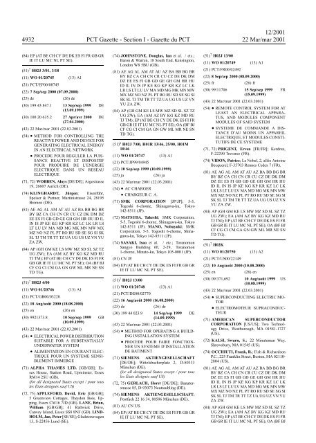 PCT/2001/12 : PCT Gazette, Weekly Issue No. 12, 2001 - WIPO