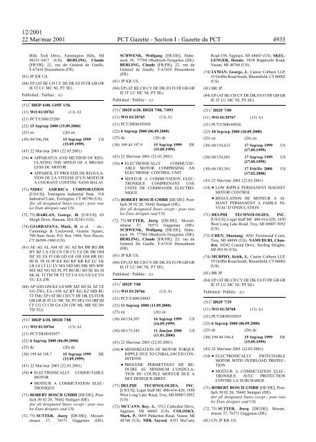 PCT/2001/12 : PCT Gazette, Weekly Issue No. 12, 2001 - WIPO