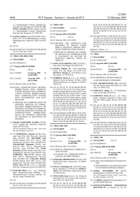 PCT/2001/12 : PCT Gazette, Weekly Issue No. 12, 2001 - WIPO