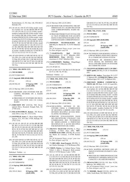 PCT/2001/12 : PCT Gazette, Weekly Issue No. 12, 2001 - WIPO