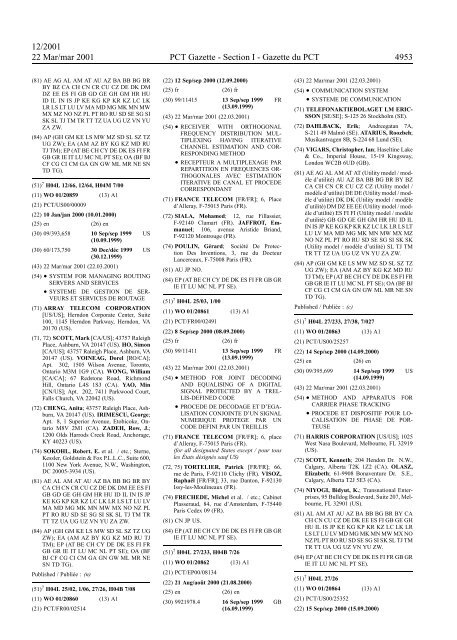 PCT/2001/12 : PCT Gazette, Weekly Issue No. 12, 2001 - WIPO