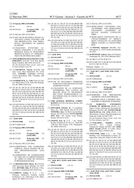 PCT/2001/12 : PCT Gazette, Weekly Issue No. 12, 2001 - WIPO