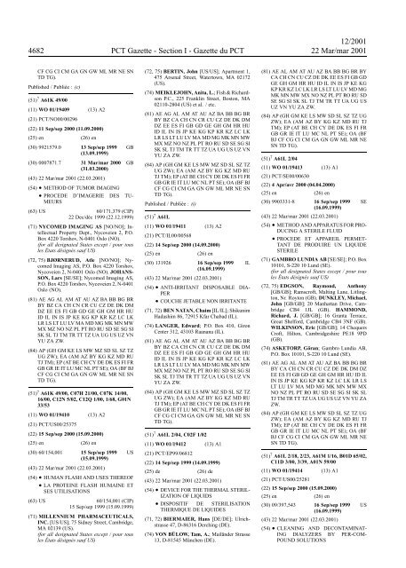 PCT/2001/12 : PCT Gazette, Weekly Issue No. 12, 2001 - WIPO