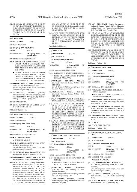 PCT/2001/12 : PCT Gazette, Weekly Issue No. 12, 2001 - WIPO