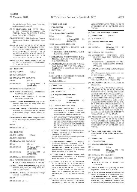 PCT/2001/12 : PCT Gazette, Weekly Issue No. 12, 2001 - WIPO