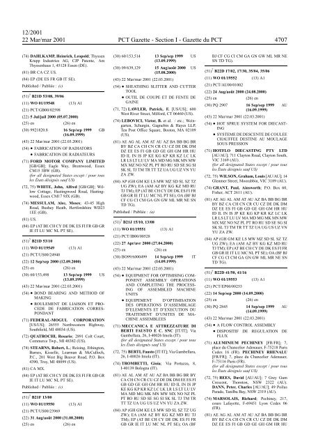 PCT/2001/12 : PCT Gazette, Weekly Issue No. 12, 2001 - WIPO