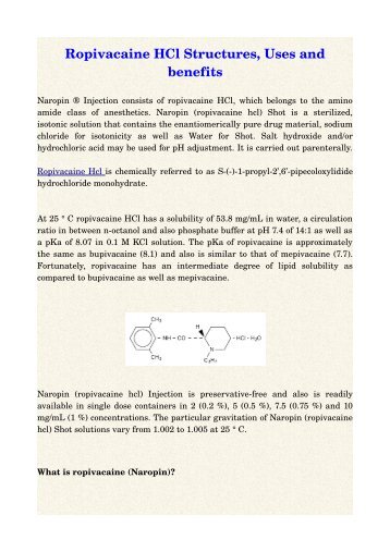 Ropivacaine HCl Structures, Uses and benefits