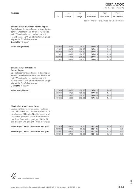 Igepa Adoc AG - Preisliste