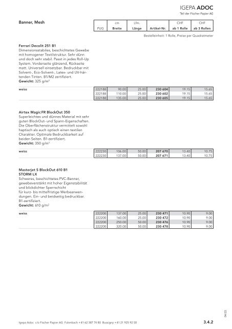 Igepa Adoc AG - Preisliste