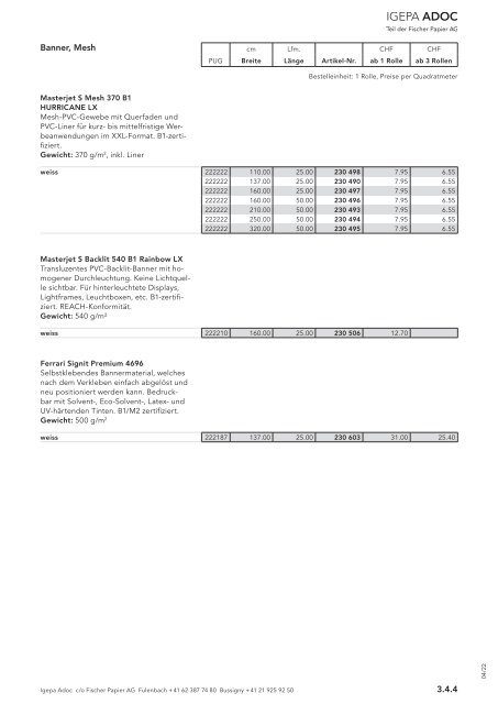 Igepa Adoc AG - Preisliste