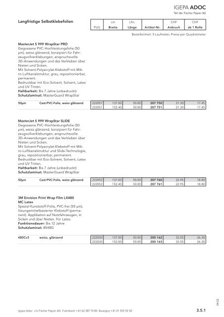 Igepa Adoc AG - Preisliste