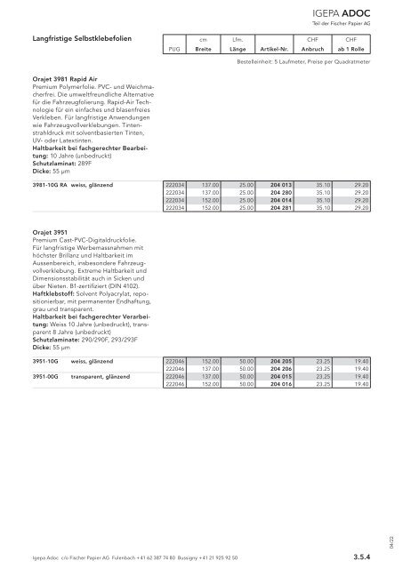 Igepa Adoc AG - Preisliste