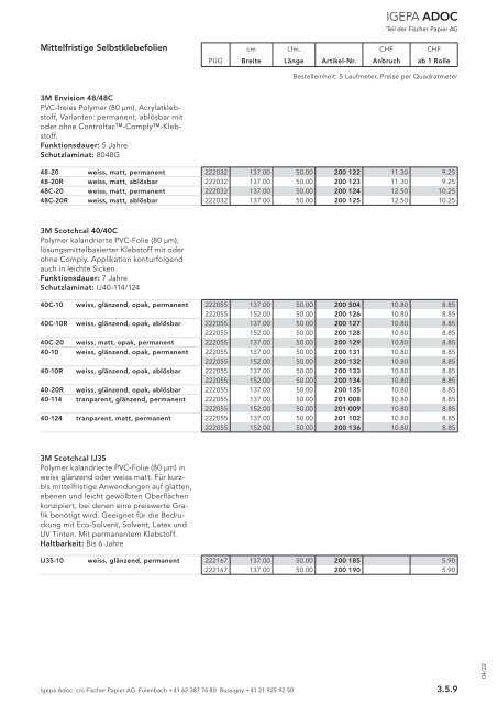 Igepa Adoc AG - Preisliste