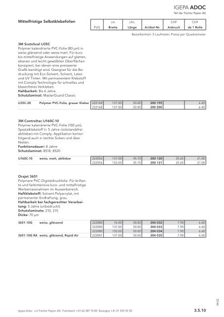 Igepa Adoc AG - Preisliste