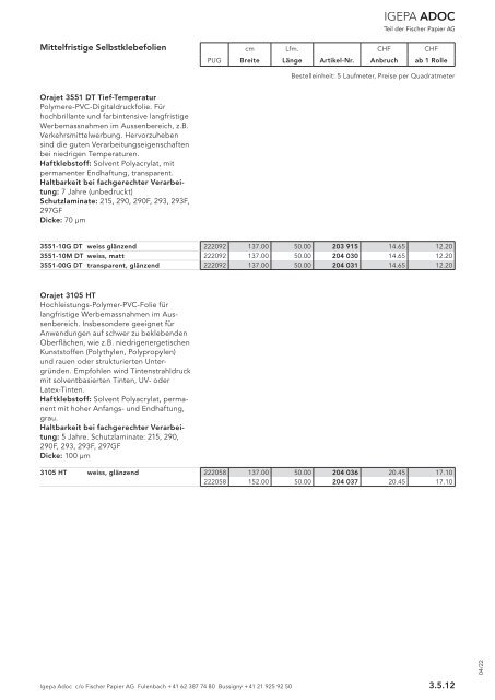 Igepa Adoc AG - Preisliste