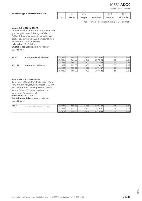 Igepa Adoc AG - Preisliste