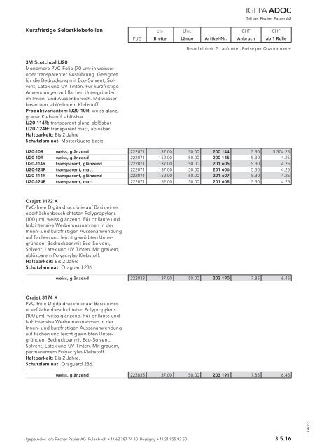 Igepa Adoc AG - Preisliste