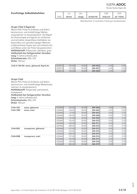 Igepa Adoc AG - Preisliste