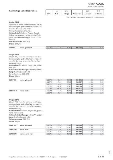 Igepa Adoc AG - Preisliste