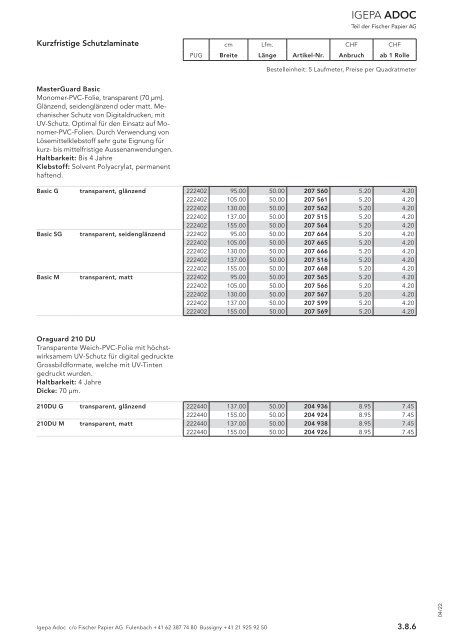 Igepa Adoc AG - Preisliste